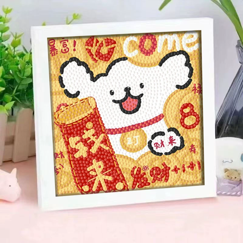 Кристальная вышивка DIY (Kuromi & KT Cat) 17×17 см фоторамка, набор наклеек в стиле мультфильма с полным заполнением