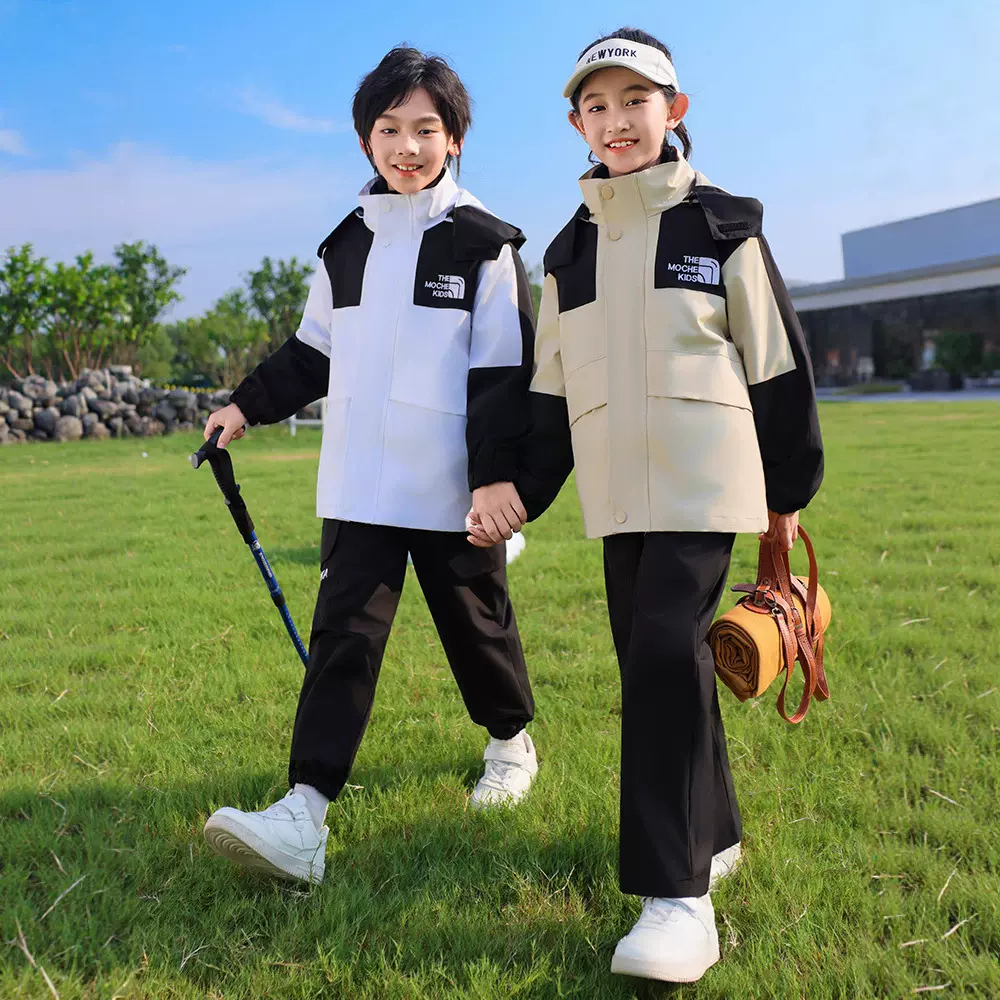 儿童冲锋衣三合一防风防水登山服中大童滑雪服男女童三防保暖外套