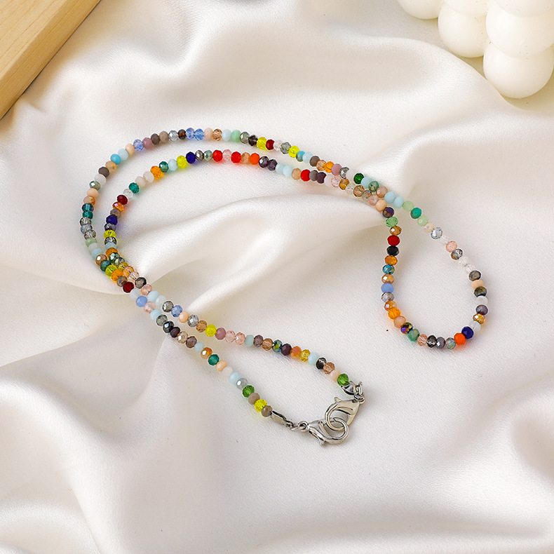 Korean Simple Colorful Crystal Necklace display picture 3