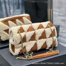 圣家 JAMIE风格新款羊羔毛配油蜡皮棕色麂皮配羊羔毛·中号25cm