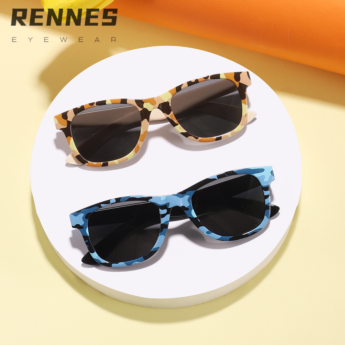 Nuevas gafas de sol de todo fósforo de la serie de camuflaje para niños transfronterizos, gafas de sol cuadradas de colores para bebés lindos Sunglasses