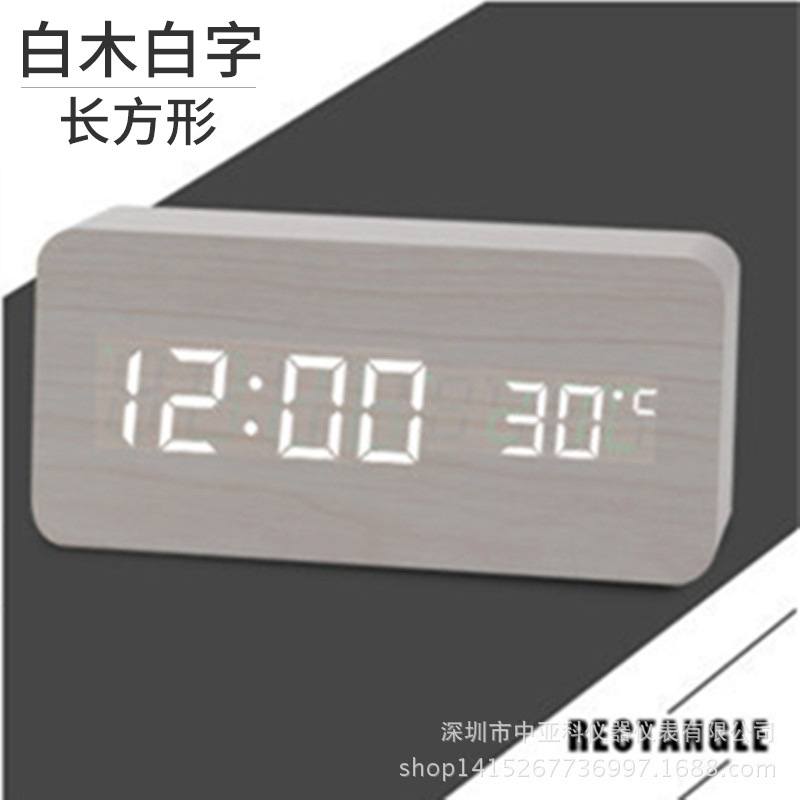 LED creativo reloj despertador de madera al por mayor mudo luminoso noche pantalla digital reloj electrónico control de voz estudiante reloj de alarma dedicado