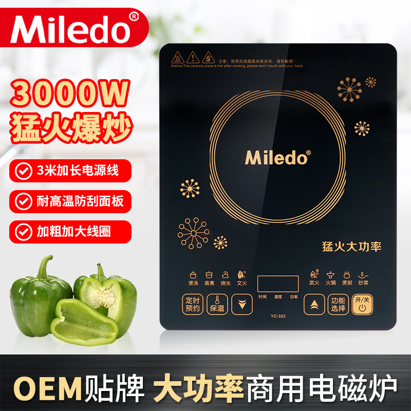 Extended Cord Induction Cooker for Home Use 3000W Touch Multifunctional High Power Timer Hot Pot Stir-Fry 3m Line Smart