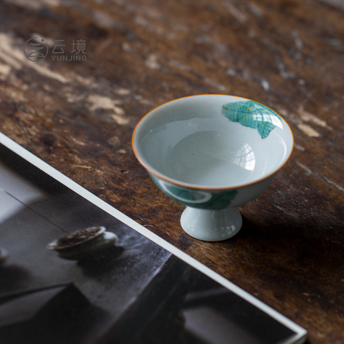 Retro hand-painted banana master cup underglaze color ceramic high-foot tea cup household kung fu tea set single cup