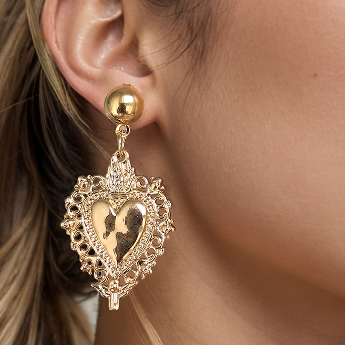 Plating Design 1 Pair IG Style Heart Shape Pineapple Plating Zinc Alloy Drop Earrings