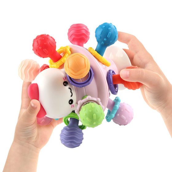 Amazon baby Manhattan ball soft rubber hand ball rattle teether stick 0-3 year old baby Anfu early education toys