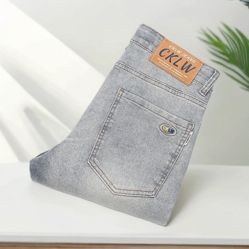 High-End Summer New Light-Colored Slim Fashion Straight Casual Men's Jeans with Good Source Supply