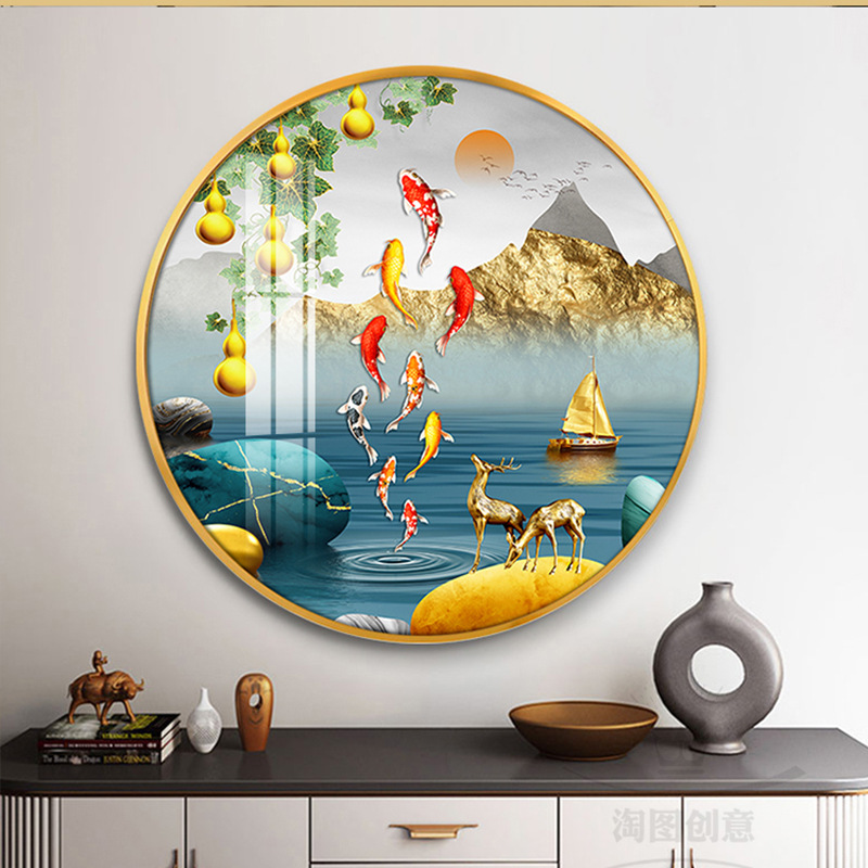 Nueve peces cuadros redondos porche pinturas decorativas lujosas pasillo fantasía pasillo comedor pinturas colgadas fondo de sofá sala de estar