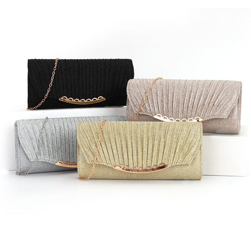 Amazon Clutch Women's Evening Bag Chain Crossbody Pleated Party Evening Makeup Bag Stitch Wedding Handbag