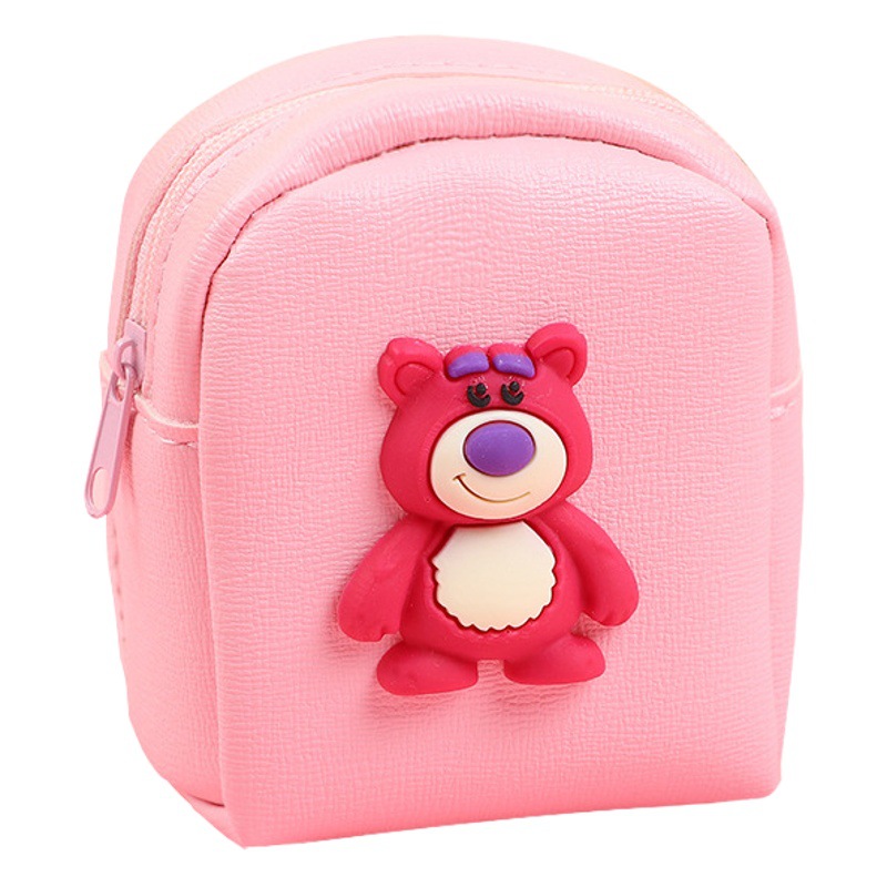 Estilo coreano ins chica corazón de dibujos animados lindo pequeña cartera mini fresa oso monedero auricular almacenamiento caso clave