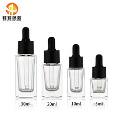 卸売りスポット5ml 10ml乳液角形精油瓶20ml 30ml透明精華液瓶スポイト瓶包材