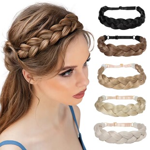 Cross-Border Twist Braid Wig Headband Handmade Pressed Bangs Headband Adjustable Headband High Temperature Silk Stylish