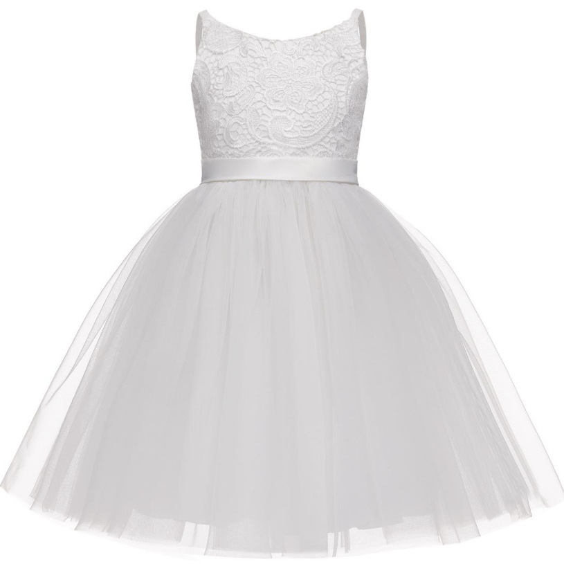 Explosiones de comercio exterior transfronterizo Europa y Estados Unidos vestido de boda infantil de encaje vestido de flores de rendimiento de fiesta de cumpleaños cinturón de rodillas vestido