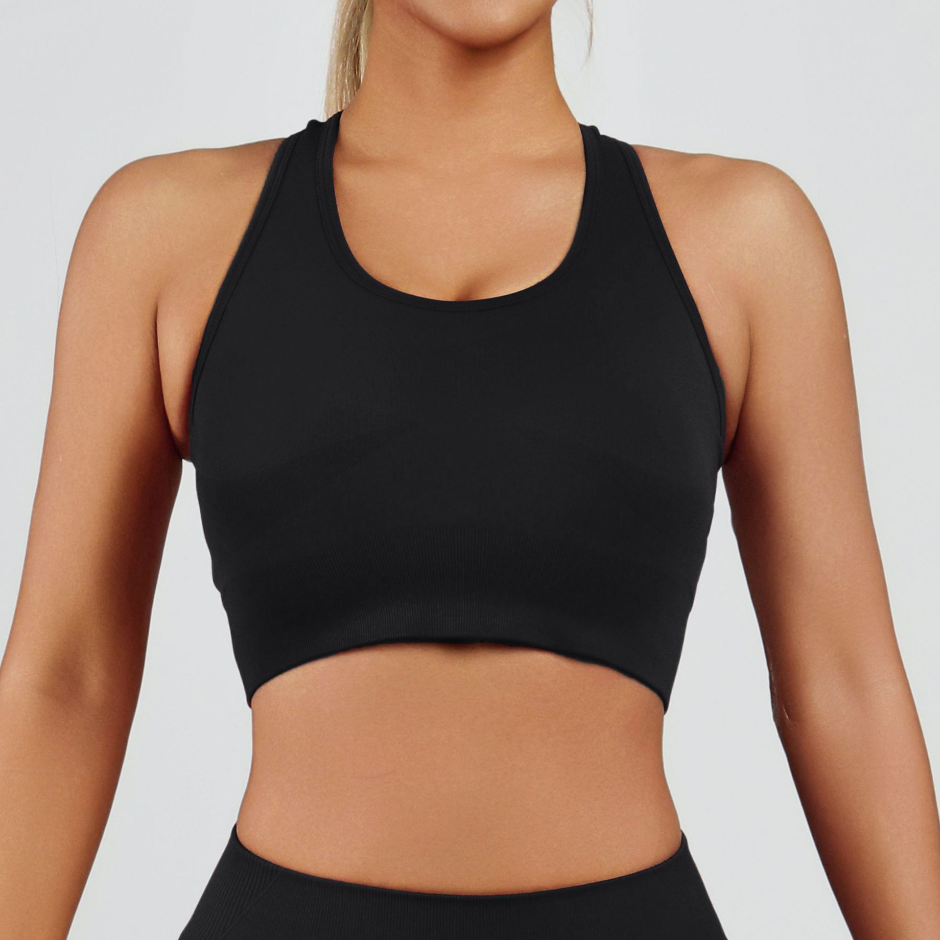 Amazon Cross Racer Beauty Back Sports Chaleco Sujetador de yoga sin costuras para mujer Reunir Fitness Chaleco con almohadilla para el pecho image 9