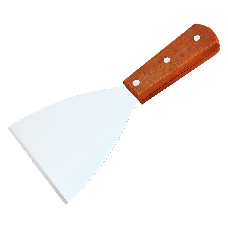 Stainless steel wooden handle tiramisu spatula pancake cooking spatula home kitchen pan spatula iron plate barbecue
