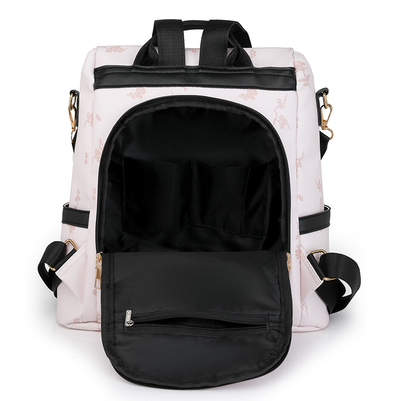 Mochila para mujer 2024 nueva textura de cuero suave moda bolsa de viaje versátil ocio bolsa de mamá de gran capacidad