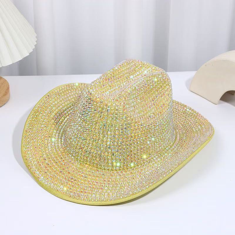 Sombreros de vaqueros europeos y estadounidenses transfronterizos de diamantes hechos a mano occidentales fiesta de baile espectáculo al aire libre sombrero de invierno