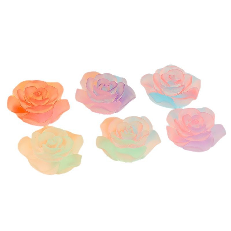 ゴム漆の質感の夜光のバラの花diyクリームゴム樹脂部品のヘアピンの携帯電話のケースの収納箱の材料は包みます。