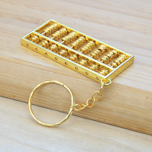 Hot-selling metal 8-speed abacus keychain pendant, wind shui, weekly supplies, lotteries, one-year-old alloy gold-plated pendant