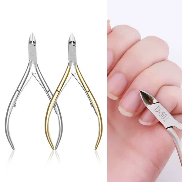 Cross-border nail art dead skin scissors to remove dead skin barbed nail clippers golden silver stainless steel nail art tools wholesale
