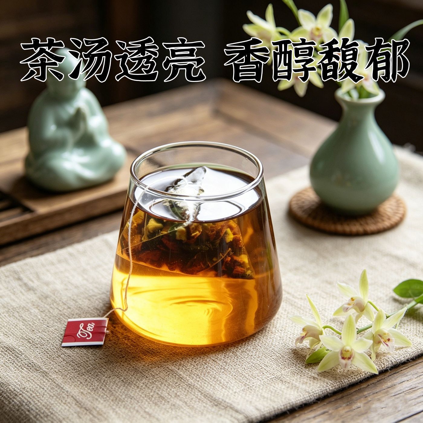 Tartary Buckwheat Burdock Tea Ku Qiao Niu Bang Cha Triangle Tea Bags with Mulberry Leaf Bitter Melon Cassia Seed 75g Sugar Free in use