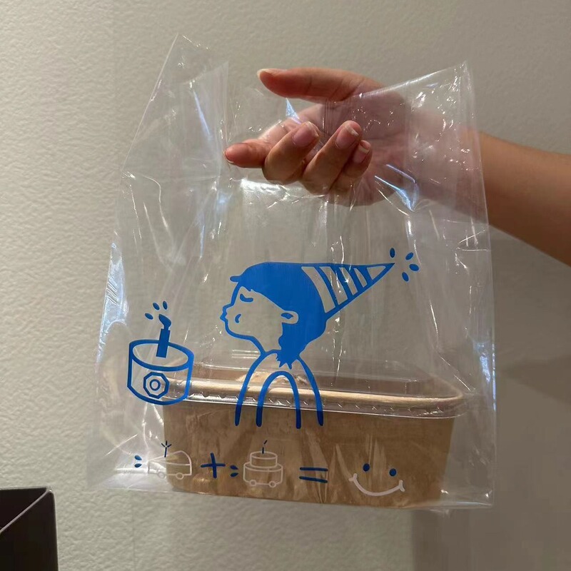 Baking thickened handbag dessert cake PE transparent four-finger bag toast salad fruit fishing bag wholesale Baking thickened handbag dessert cake PE transparent four-finger bag toast salad fruit fishing bag wholesale