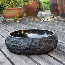 户外石头洗手盆庭院鹅卵石台上盆艺术洗脸盆天然大理石水池卫生间