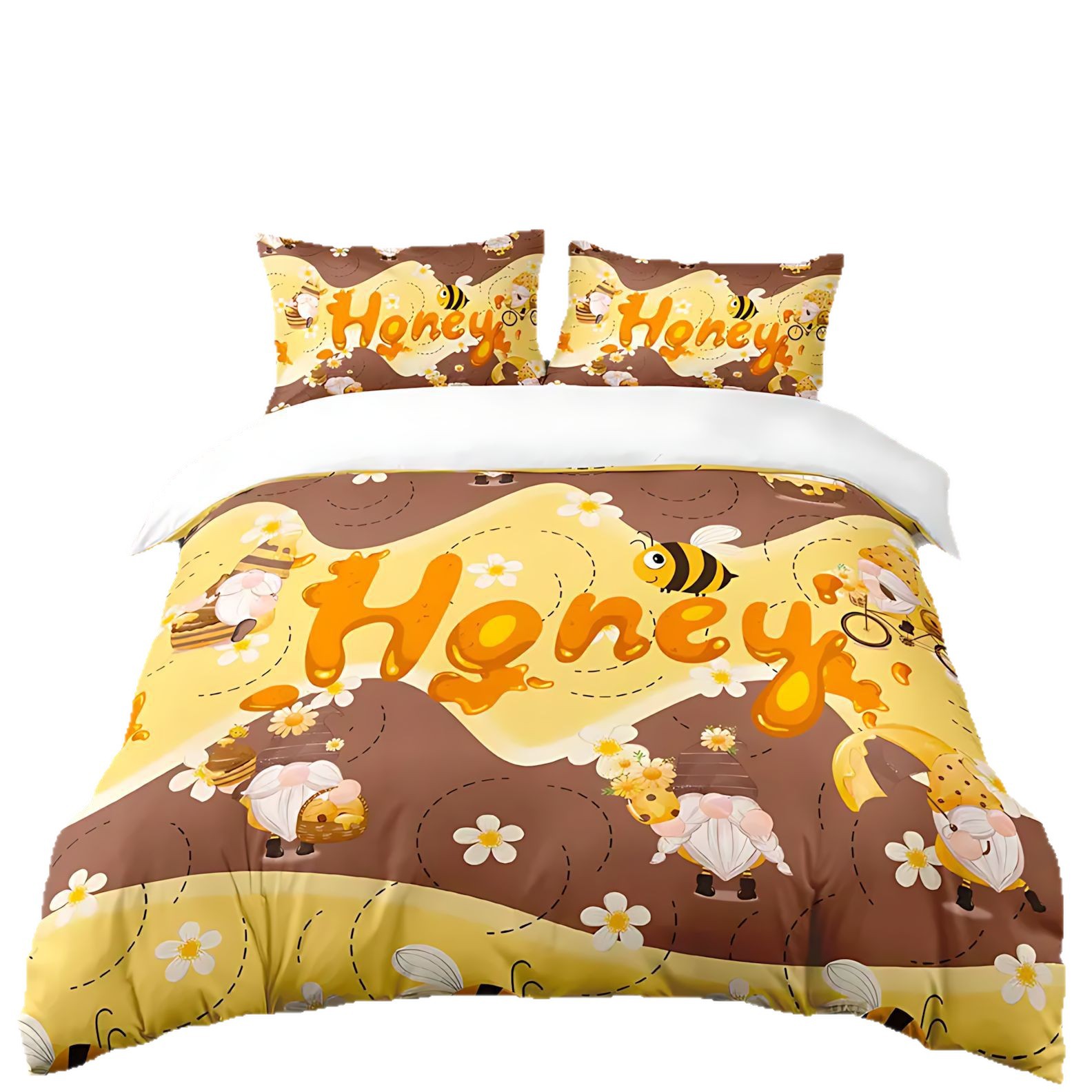 TUME / JIT transfronterizo adorable abeja molida HD impresión digital colcha colcha colcha set de cama