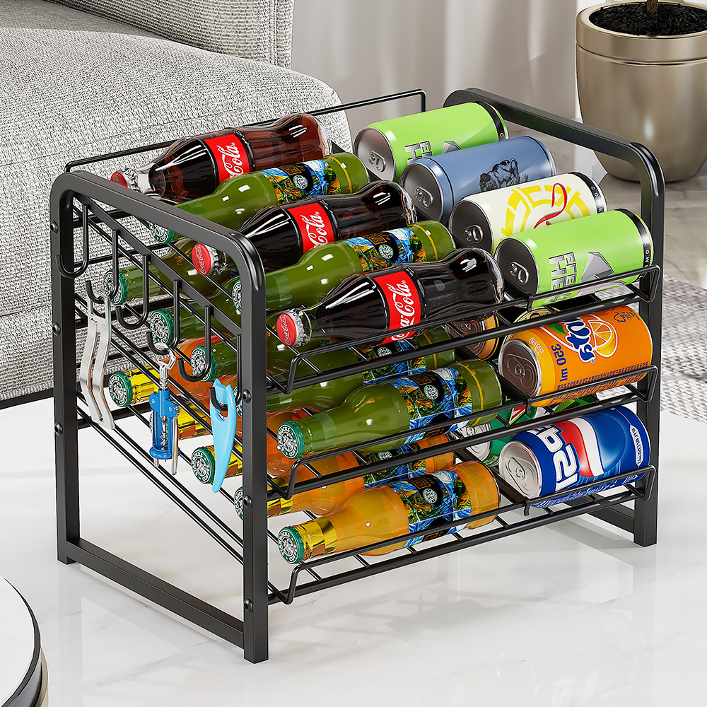Can Storage Rack Coke Beer Beverage Can Storage Rack Countertop Multi-Layer Rolling Pet Snack Rack