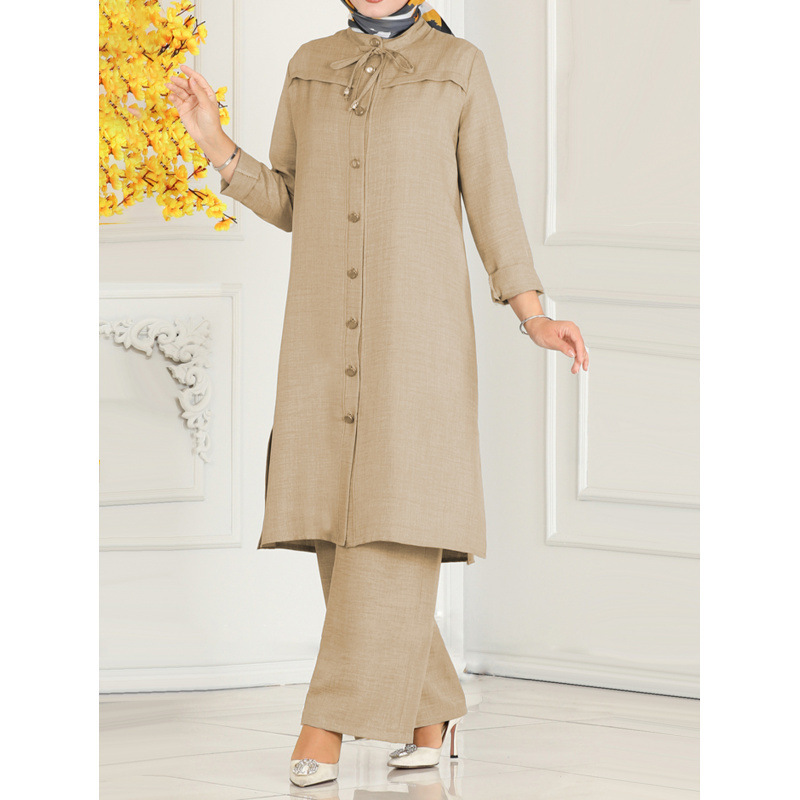 Amazon's Best-Selling Traditional Conservative Long Cardigan Robe and Wide-Leg Pants Traditional Ethnic Outfit Amazon's Best-Selling Traditional Conservative Long Cardigan Robe and Wide-Leg Pants Traditional Ethnic Outfit