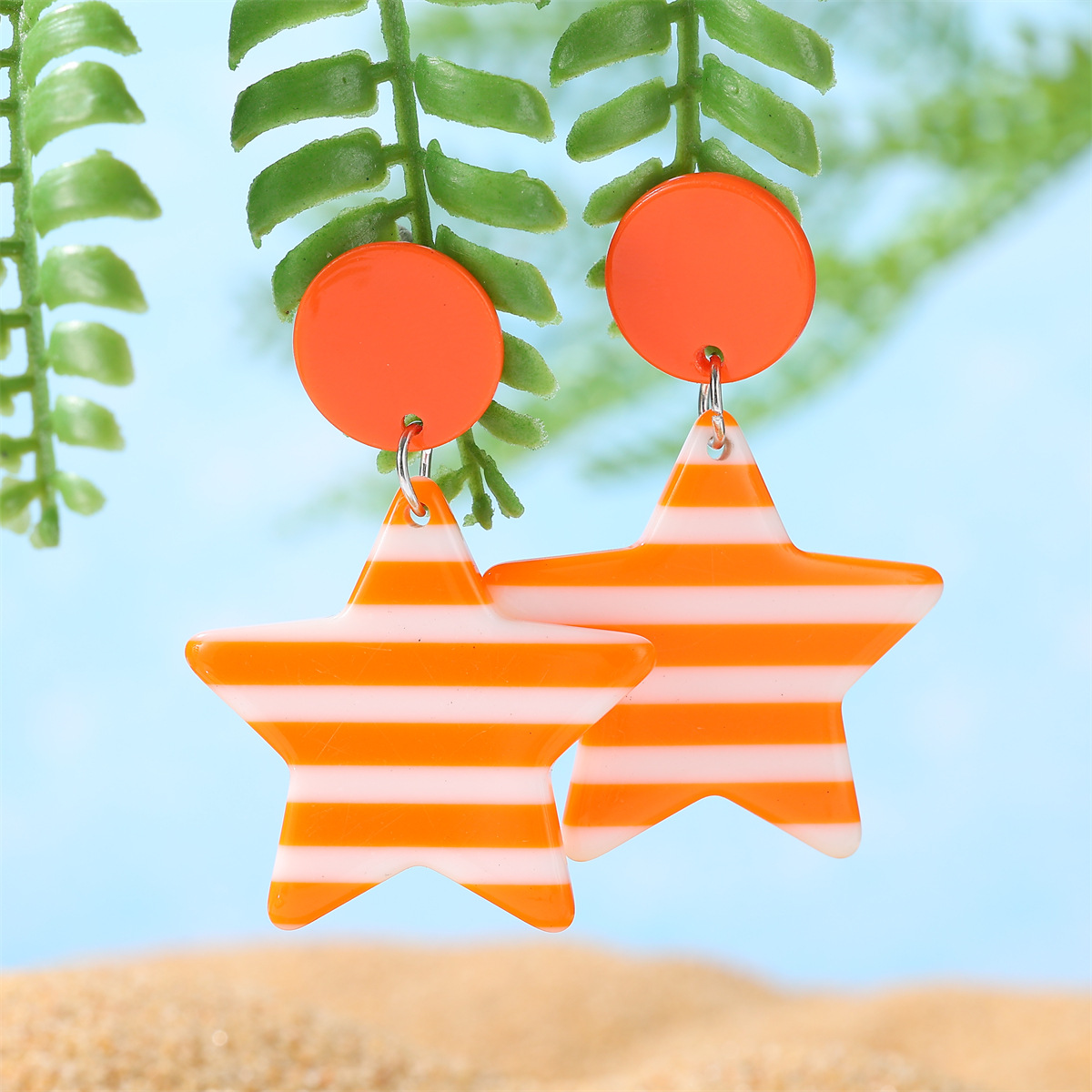9g Weight Alloy Ear Needle Material Drop Earrings Classification 1 Pair Quantity Holiday, Beach Occasion Acrylic Material Pentagram Pattern All Seasons Season Women's Gender Casual, Vacation Style 1 Pair Casual Vacation Pentagram Arylic Drop Earrings 无