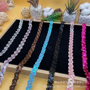 1.5cm wide sequin lace trim metal scalloped edge braided trim sewing craft clothing wedding decoration