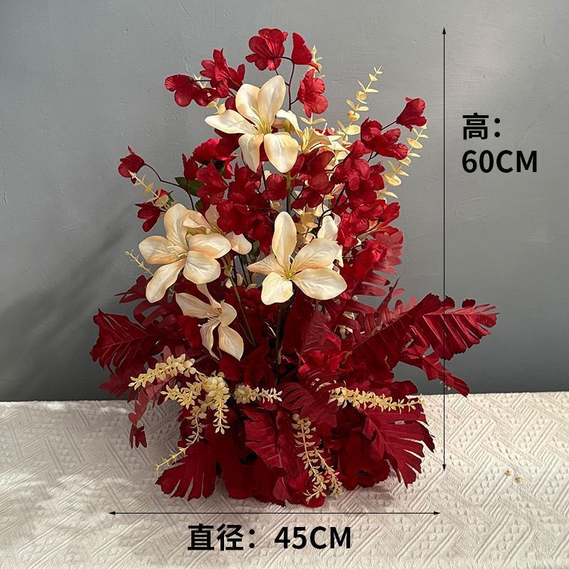 升级大尺寸订婚仿真花排花仿真绢花成品装饰尤加利花排台路婚礼|undefined