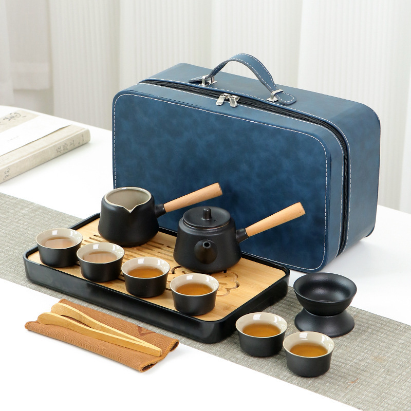 Travel Kung Fu Tea Set Wholesale Ceramic Cup Outdoor Tea Set Portable New Year Gift Box Custom logo