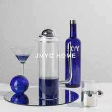 创意圆形酒壶酒具样板房餐桌客厅茶几玻璃醒酒器软装饰品轻奢摆件