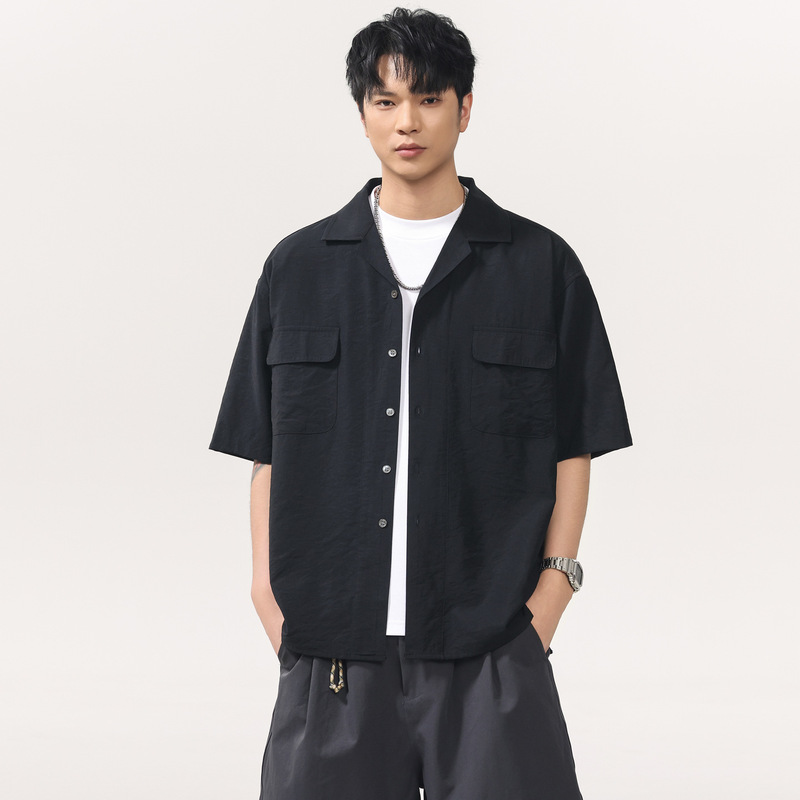 2026 Summer High-End Tencel Linen Cuban Collar Shirt for Men, Short-Sleeve Loose Casual Half-Sleeve Pocket Shirt Trendy 2026 Summer High-End Tencel Linen Cuban Collar Shirt for Men, Short-Sleeve Loose Casual Half-Sleeve Pocket Shirt Trendy