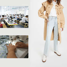 2021秋季韩国森女宽松设计感镂空女系带中长款风衣外套