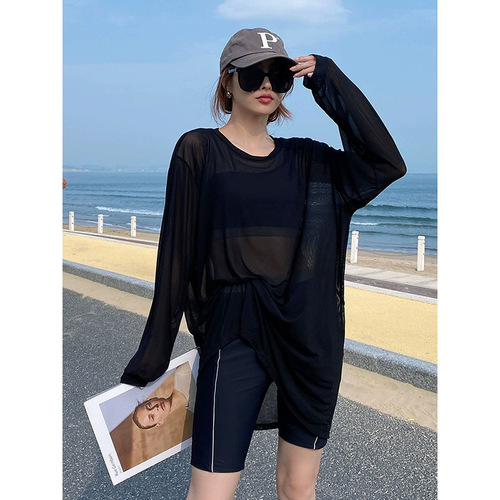 Women's Plus Size Summer Separate Conservative Cover-up Loose Three-Piece Swim Suit for Plus Size Women 200 Pounds Hot Spring Swimwear