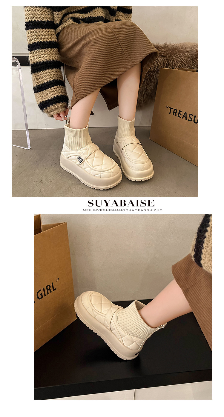 Warm Women's Velvet Ankle Boots With Thick Sole And Slip-on Style_voghion.com