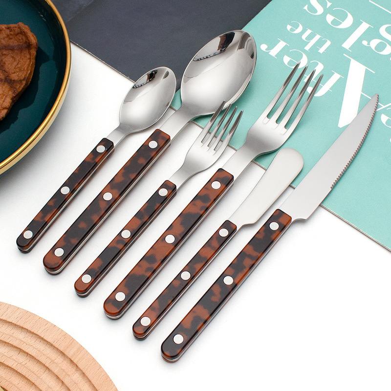 Fashionable and Luxurious 304 Stainless Steel Western Cutlery Set, Beautiful Plastic Handle Cutlery, High-Quality Knife, Fork, and Spoon Wholesale Fashionable and Luxurious 304 Stainless Steel Western Cutlery Set, Beautiful Plastic Handle Cutlery, High-Quality Knife, Fork, and Spoon Wholesale