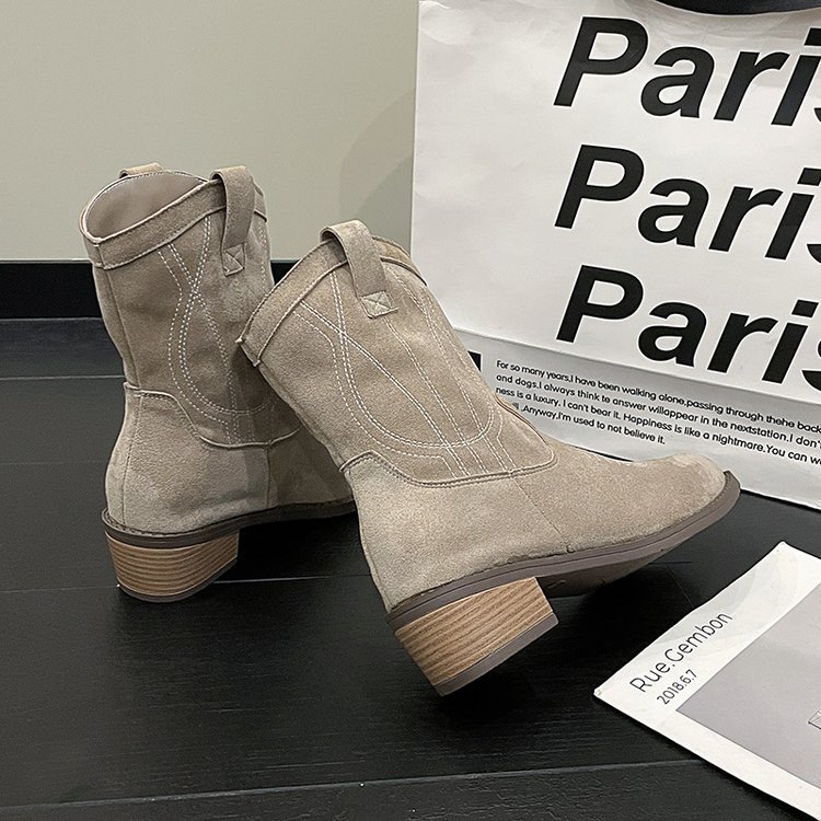 Big size fashion boots female fall and winter new embroidery ethnic style thick heel short boots female_voghion.com