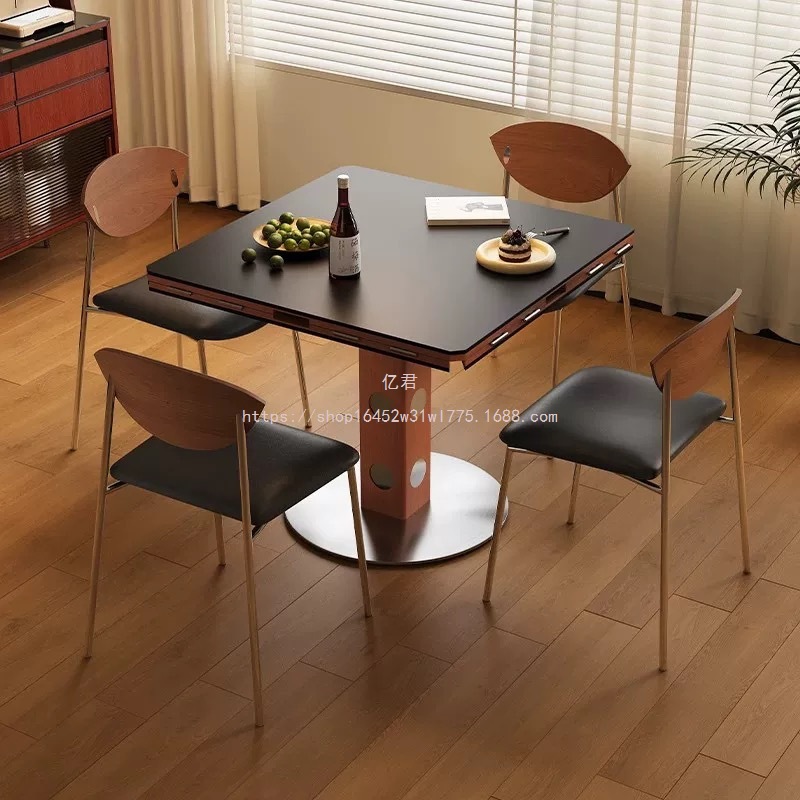 Bauhaus Mid-Century Style Solid Wood Foldableing Dining Table Variable Round Table 2025 New Square Retractable American Round Table
