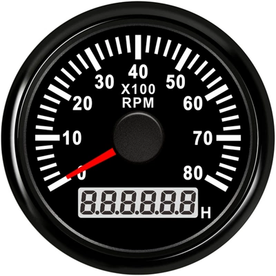 automobile instrument Speedometer Universal Instrument for - black-frame-black-bottom-0-8000rpm