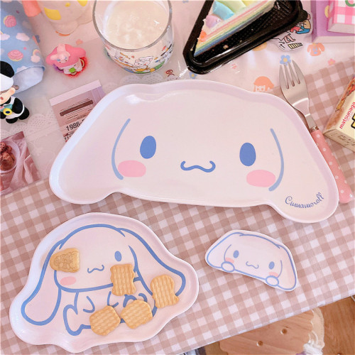 444Z wholesale melamine big-eared dog-shaped eating plate, plate, tableware, girly heart, cute, soft and cute little white dog meal