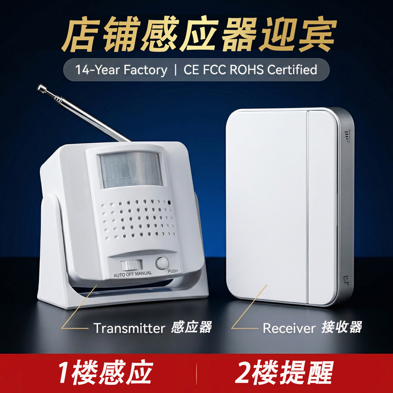 Cross-Border Hot-Selling Split-Type Sensor Doorbell, Store Opening Reminder, Welcome Message, One-To-Two Sensor Announcer