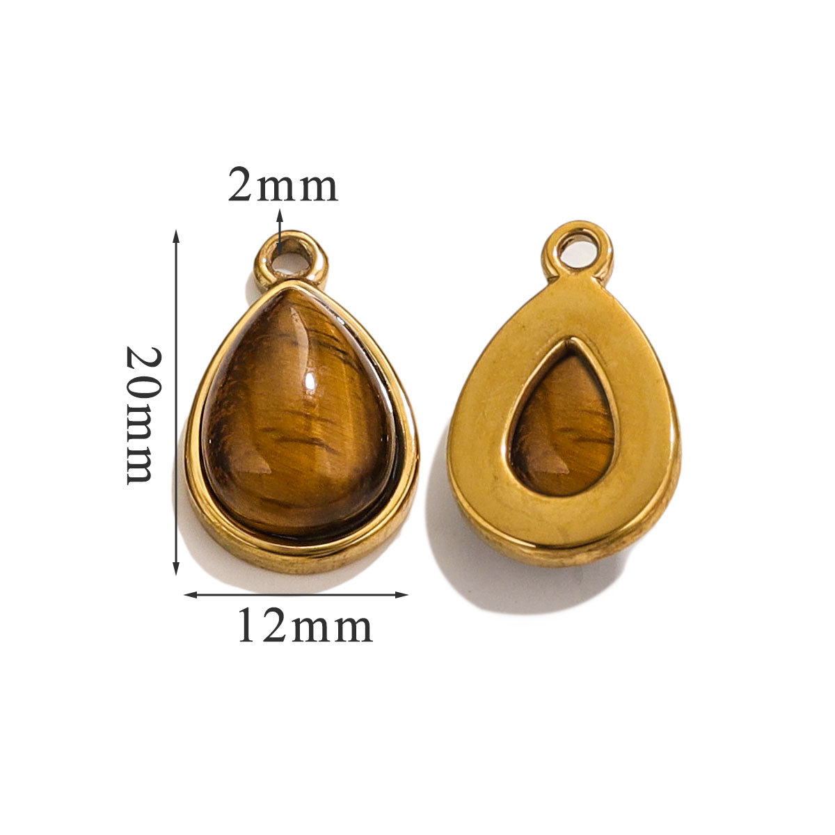 DIY accesorios de joyería gota de acero inoxidable incrustado piedra natural elíptica pequeña colgante pendientes pulseras collares materiales hechos a mano