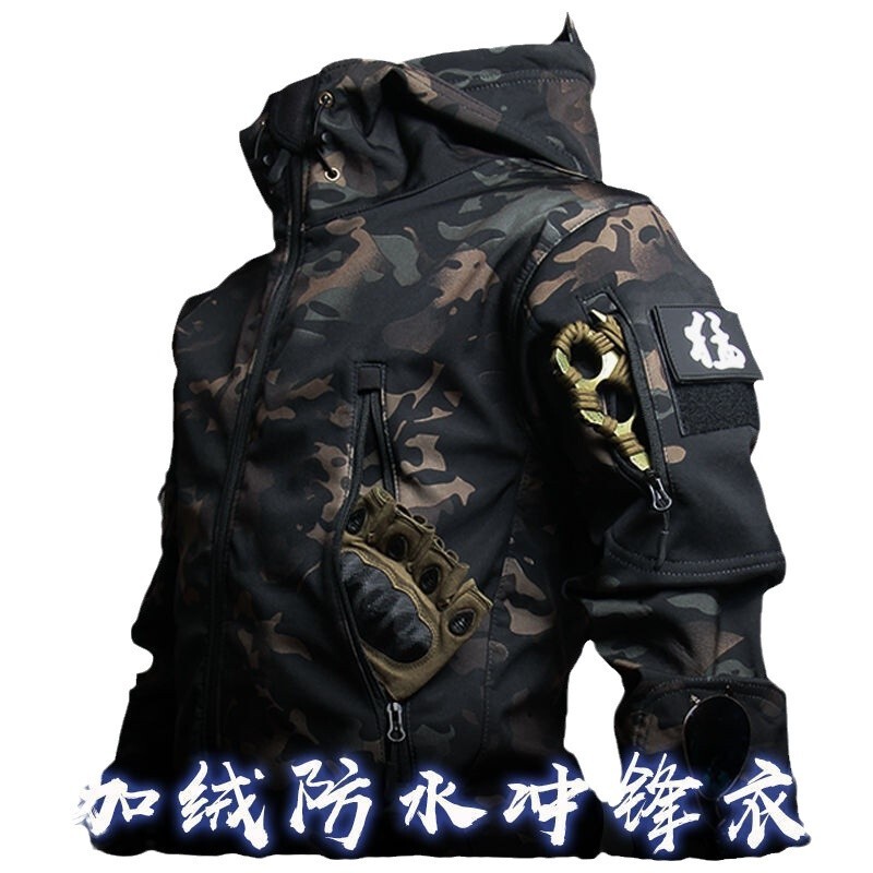 防寒コートの突撃服男性冬の軟殻服防風防水耐磨耗登山服スキー釣り騎手服|undefined