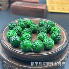 10mmミャンマー翡翠模造青鉄龍生龍珠回紋珠手串鎖diy部品アクセサリー
