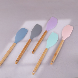 I Massage Silicone Scraper Bamboo Handle Baking Tools Cross-Border Kitchen Utensils Cream Cake Butter Spatula