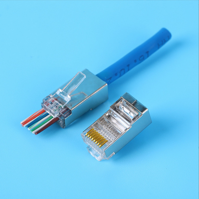 ����������ͨ��ˮ��ͷCAT5 RJ45 EZ����Խ�ͷ8P8C���δ���ˮ��ͷ